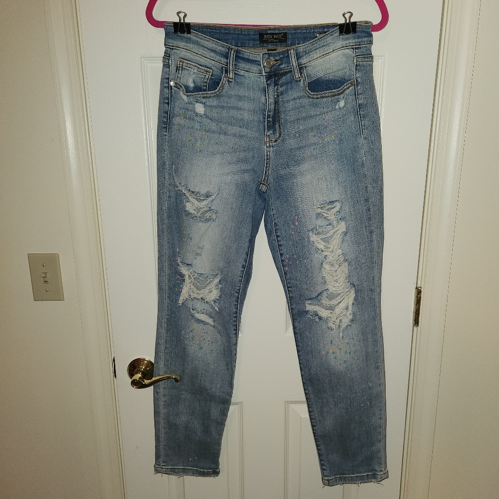 COPY - JUDY BLUE PAINT SPLATTER BOYFRIEND JEANS